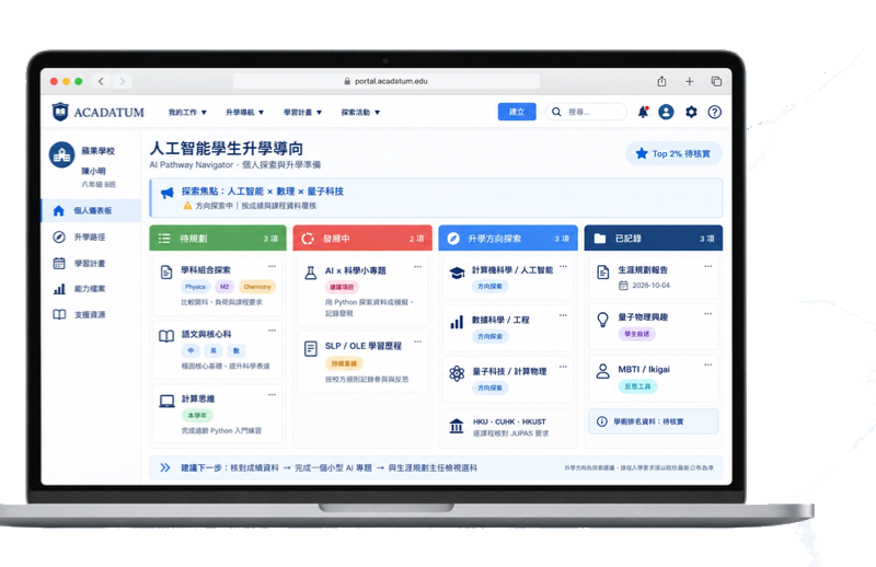 人工智慧學生升學導向儀表板