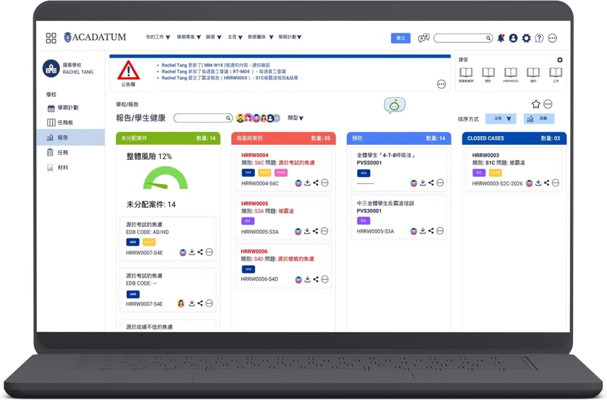 報告／學生健康儀表板